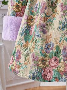 Teen Girls Fluffy Collar Printed Windbreaker Jacket, Stylish Design - Multicolor - View 6