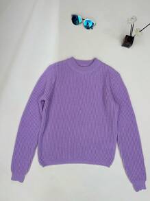 Chiquease Women's Solid Color Round Neck Long Sleeve Simple Top, Casual Everyday Wear