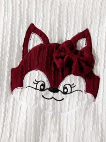 女童可爱卡通刺绣图案休闲裤套装