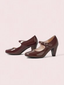 CUCCOO DOLLMOD Women Fashion Daily Commute Retro High Heel Pumps Valentines - Redwood - View 6