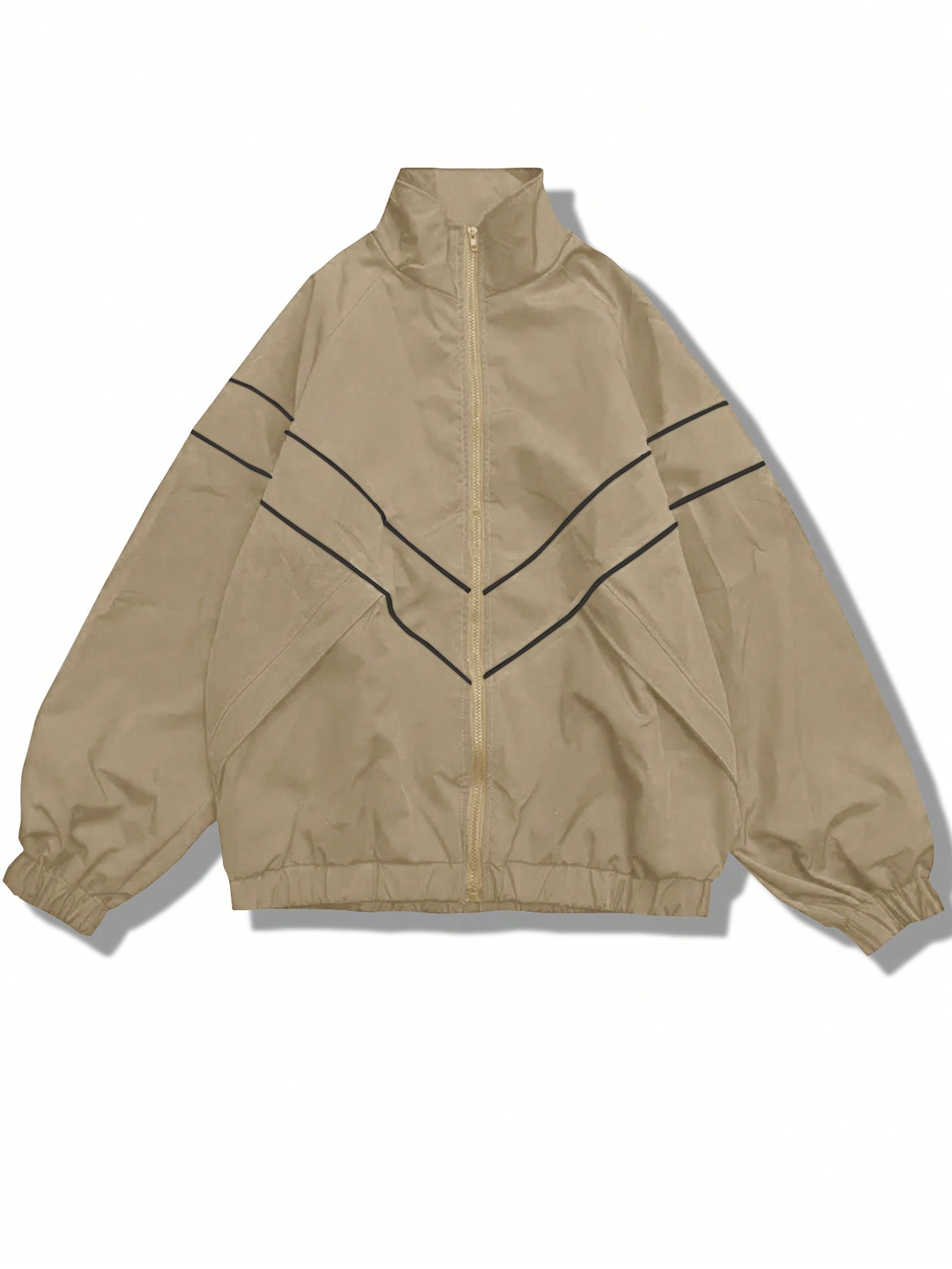 Plus Size Men's Casual Colorblock Trim Bomber Jacket, Autumn