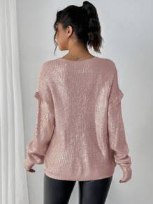 Calvaya Nuevo suéter versátil con estilo europeo y americano, de poliéster grueso con estampado dorado, diseño de cuello redondo adecuado para asistir a fiestas y ir de compras, otoño/invierno