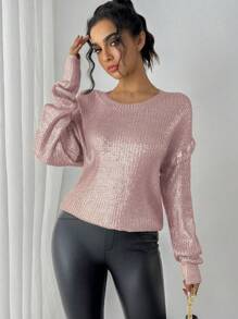 Calvaya Nuevo suéter versátil con estilo europeo y americano, de poliéster grueso con estampado dorado, diseño de cuello redondo adecuado para asistir a fiestas y ir de compras, otoño/invierno