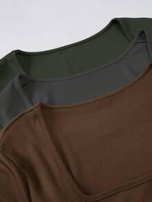 Chiquease 女式方领修身连体紧身衣，黑色、杏色和棕色，长袖，可作为内衣或外套穿着，适合夏季和秋季 - 彩色 - 查看 4