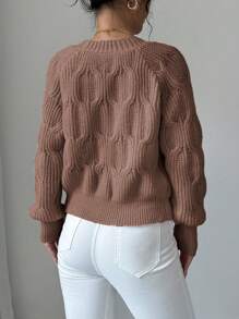 Elenzga Áo len cardigan trơn màu giản dị có nơ trang trí cho nữ, mùa thu/đông - màu nâu - Xem 2