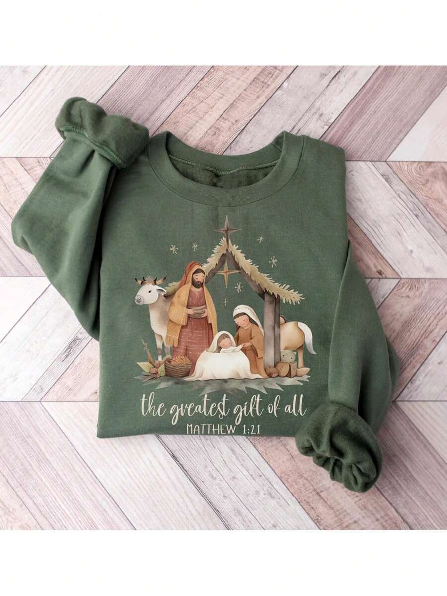 INAWLY El mejor regalo: sudadera, suéter de natividad de Jesús, suéter ...