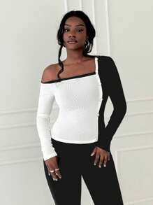 Zolique Tricou cu guler asimetric de modă de toamnă