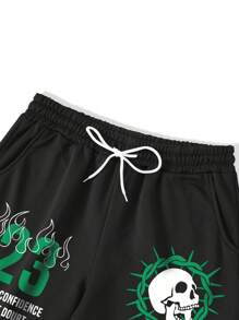 Manfinity EMRG Bộ quần áo nỉ có mũ in chữ thường ngày cho nam, Bộ 2 món cho nam, Bộ 2 món họa tiết cho nam, Bộ áo hoodie, Quần áo mùa thu - màu đen - Xem 6