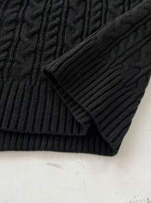 Lyrianda Autumn/Winter French Retro Bow Decor Cable Knit Crew Neck Sweater Knit Pullover Fall Outfit