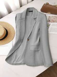 SHEIN Clasi Women's Multi-Color Woven Lapel Collar Casual Jacket, Autumn