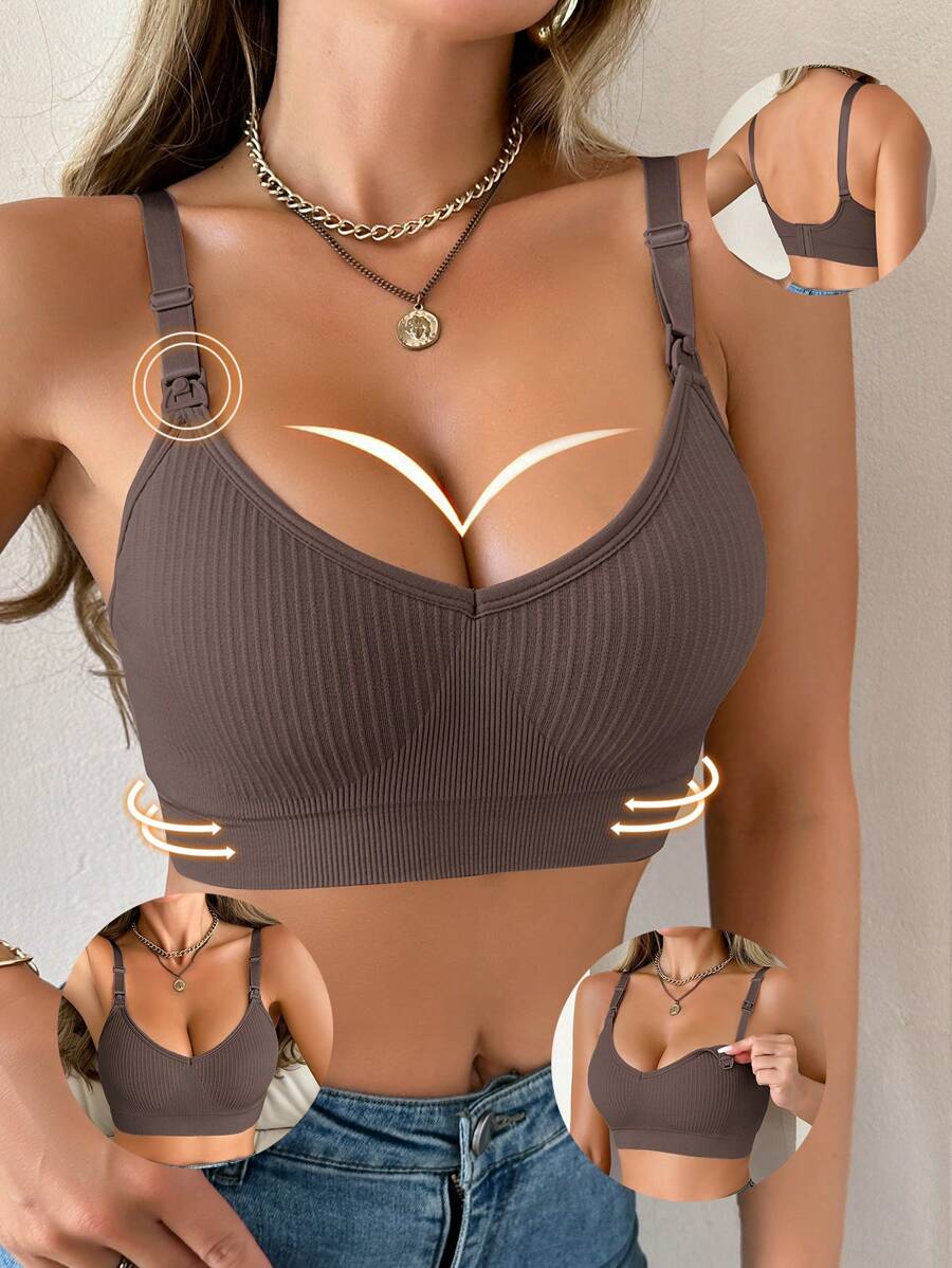 Moonlight & Mama Maternity Solid Color Minimalist Nursing Bra