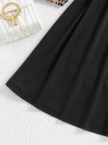 SHEIN 全新经典字母印花连衣裙套装 - 卡其色 - 查看 7