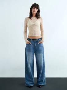 Maija New Autumn/Winter Back To School & Party Occasion Urban Chic Women Casual Textured Khaki Knit Top