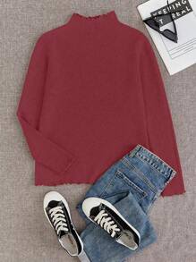 SHEIN Unity Turtleneck Sla Trim Pullover Top, Herfst/Winter Nieuwe Dikke Thermische Gevoerde, Vormvaste Lange Mouw