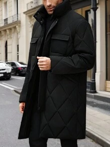 Manfinity Sport Corelite Chaqueta de esquí casual simple de manga larga con cierre frontal de unicolor, estilo de novio, para hombre