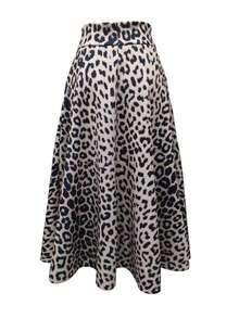 Women's Leopard Print High Waisted Slit Skirt Up To Thigh