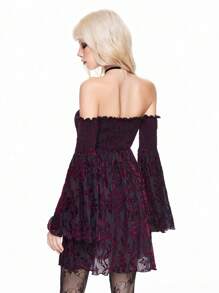 ROMWE Hippie Vestido corto vintage de mujer con estampado de pelusa