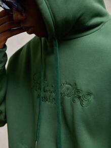 AKNOTIC Party 2pcs Men's Letter Print Crew Neck Hoodie Set With Thermal Lined, Suitable For Autumn/Winter