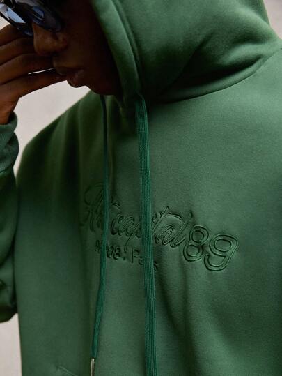 Set de 2 sudaderas con capucha de cuello redondo con estampado de letras para hombres, con forro térmico, adecuado para otoño/invierno