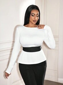 VaVaBold BamGleam Elegante Camiseta de manga larga con diseño de lazo y espalda abierta para mujer, para uso en oficina. Vestidos blancos para mujer con lazo, atuendo para primavera
