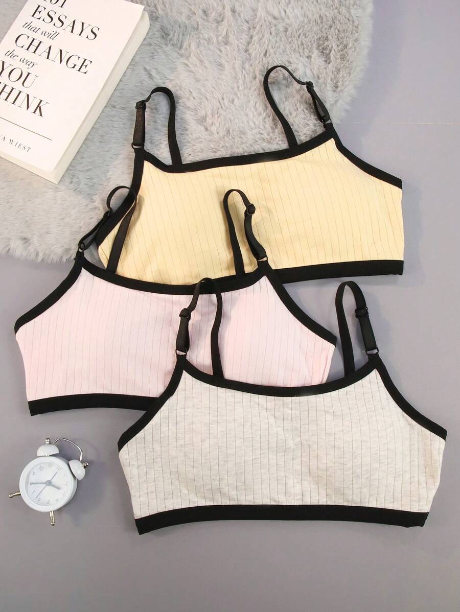 3 piezas Camisola informal para niña adolescente, Rosa/Gris/Nude, Diseño minimalista cómodo para las 4 estaciones - Multicolor - Ver 1