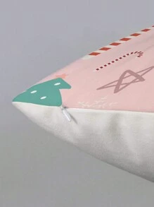 2 vỏ gối trang trí Giáng sinh, khóa kéo ẩn, làm bằng vải polyester, không có ruột - Hồng - Xem 4