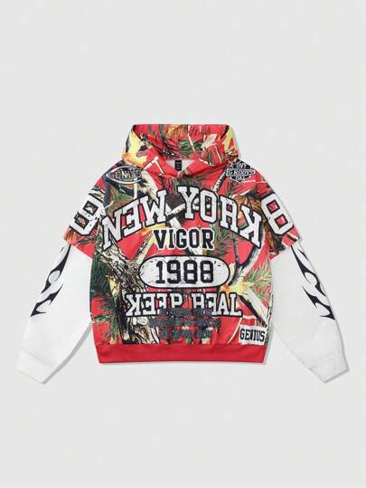 Street Life Men's Withered Tree Branch Camo Hooded Sweatshirt, Cropped Street Style