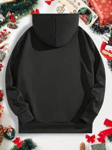 Manfinity VCAY Áo nỉ trùm đầu dài tay in khẩu hiệu Giáng sinh màu đen dành cho nam, áo hoodie họa tiết đi chơi mùa thu/đông, quà tặng cho bạn bè, chồng, bạn trai - màu đen - Xem 2