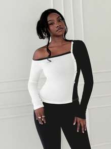 Zolique Tricou cu guler asimetric de modă de toamnă