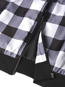 Manfinity Homme Plus Size Men's Casual Everyday Plaid Zip-Up Jacket, Autumn Winter Men Jacket, Going Out Checkered Colorful Long Sleeve Light Jacket, For Friends, Husband, Boyfriend Gifts