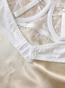 SHEIN 女士蕾丝拼接透视吊带文胸（带衬垫罩杯） - 白色 - 查看 5