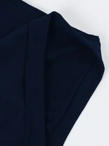 INAWLY 2 件套女士纯色长袖简约上衣和裤子休闲套装 - 寶藍色 - 查看 5