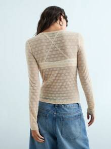 Maija New Autumn/Winter Back To School & Party Occasion Urban Chic Women Casual Textured Khaki Knit Top