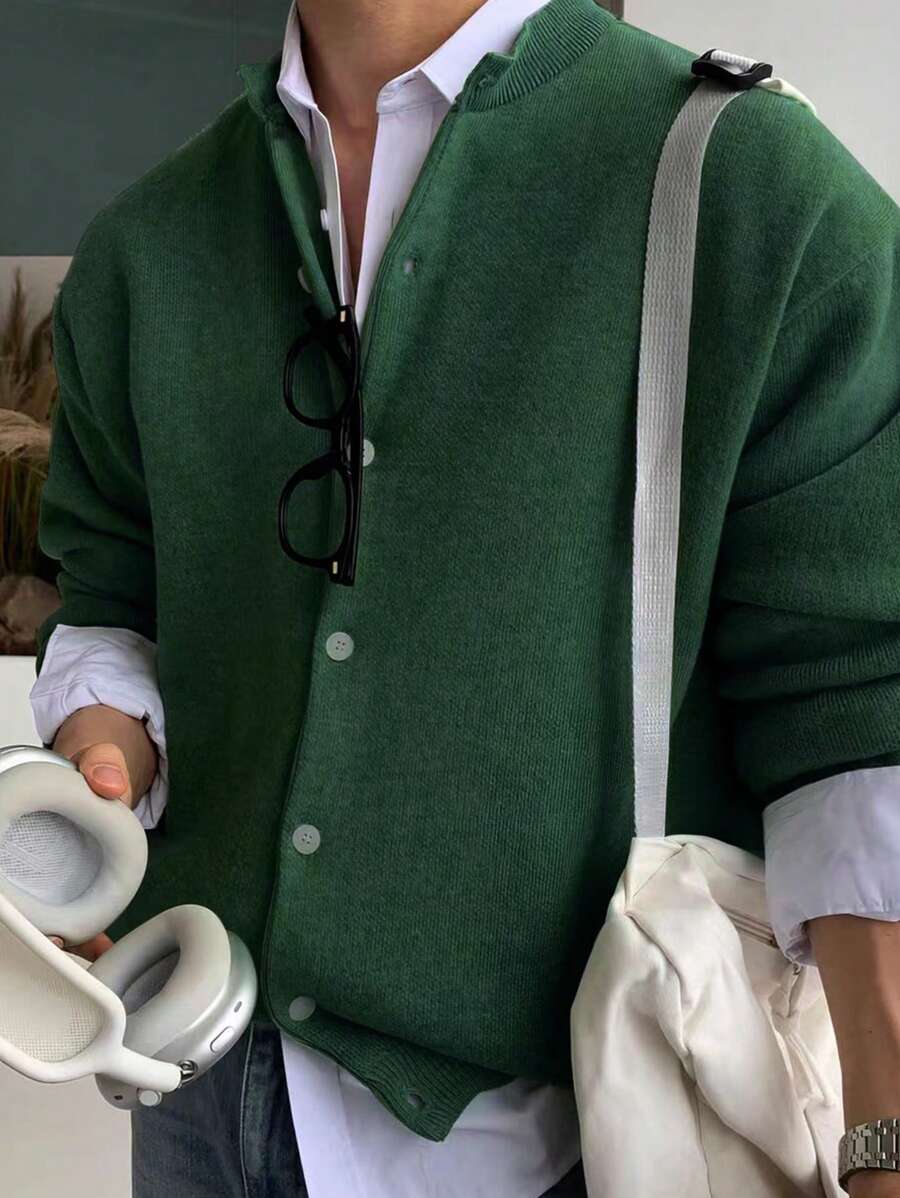 Manfinity Hypemode 1 bucată Top casual pentru bărbați, cu mânecă lungă, cu nasturi în față