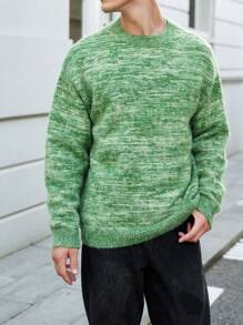Manfinity Hypemode Men's Casual Drop Shoulder Round Neck Knitted Sweater, Autumn/Winter - Multicolor - View 3