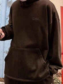 DAZY Fleece Letter Embroidery Sweatsuit, Autumn,Winter Hoodie - Brown - View 6