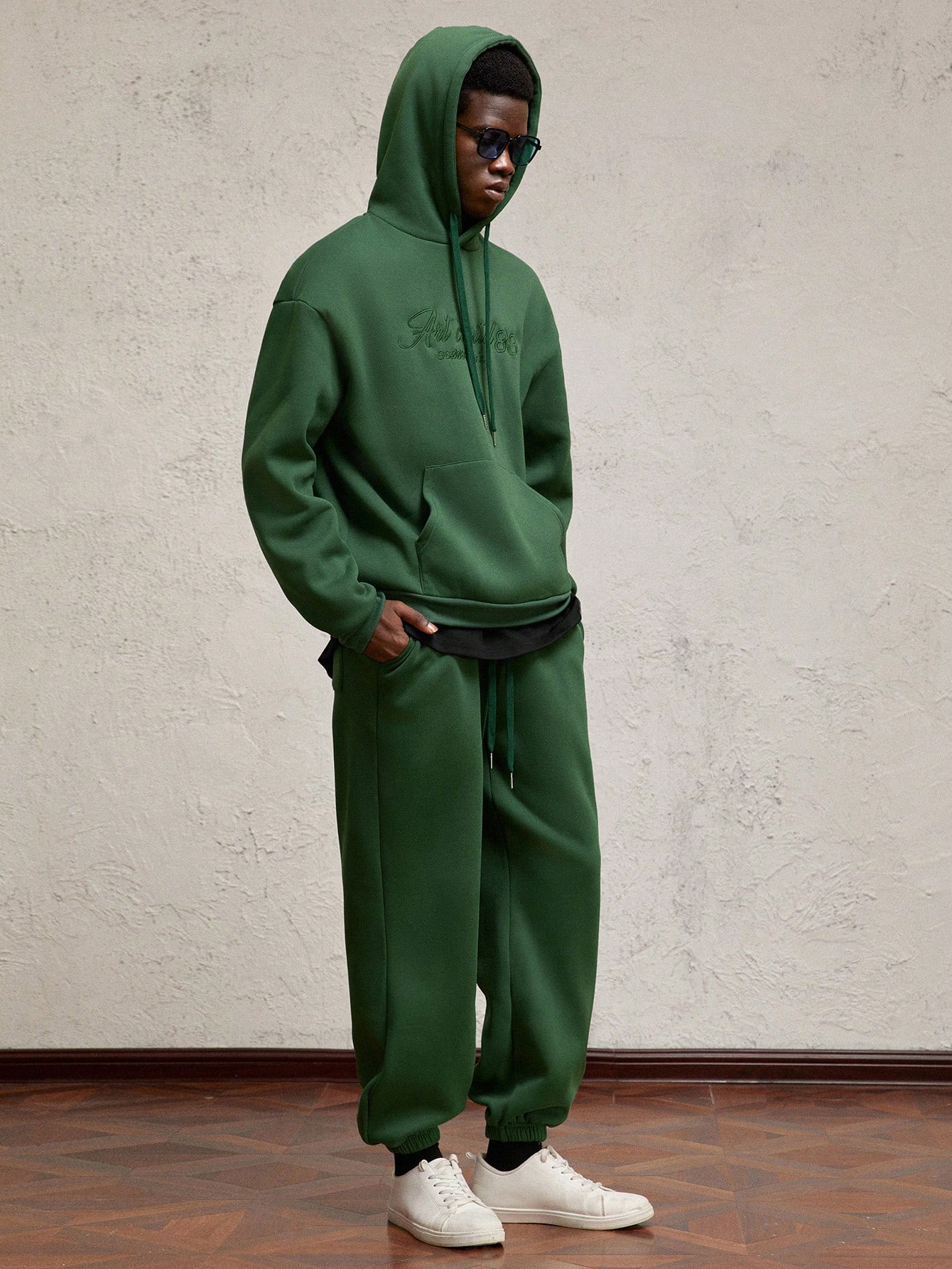 Set de 2 sudaderas con capucha de cuello redondo con estampado de letras para hombres, con forro térmico, adecuado para otoño/invierno