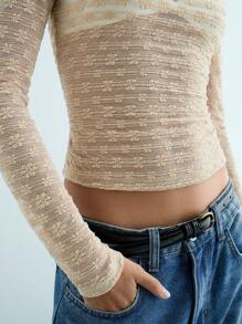 Maija New Autumn/Winter Back To School & Party Occasion Urban Chic Women Casual Textured Khaki Knit Top