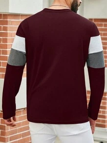 Manfinity Homme 大码男士圆领长袖条纹休闲衬衫，适合日常穿着 - 彩色 - 查看 2