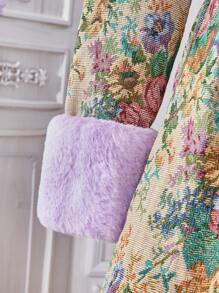 Teen Girls Fluffy Collar Printed Windbreaker Jacket, Stylish Design - Multicolor - View 4