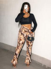 VaVaBold Avant-Garde Winter Women's Clothing Camouflage Branches And Fallen Leaves Pair Pile Trousers Design Women's Sweatpants Winter Women Clothes Women Joggers