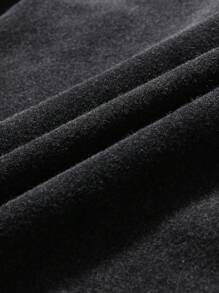 ROMWE MEN Street Life Men's Washed Casual Daily Graphic Print Drawstring Hoodie, Autumn - Black - View 3