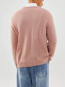 Chillumni Áo len trễ vai họa tiết hoạt hình thường ngày cho nam mùa thu/đông - Màu tím - Xem 2