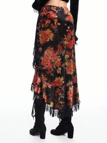 ROMWE Hippie Váy đuôi cá in nhung cổ điển cho nữ - Nhiều màu - Xem 4