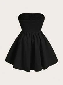 Sweetra Robe sexy sans manches, sans bretelles et sans dos, de couleur unie, grande taille