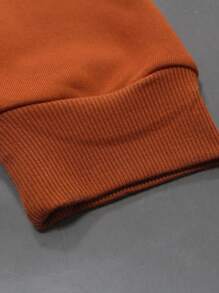 Chillumni Men's Letter & Butterfly Print Crew Neck Casual Pullover Sweatshirt , Fall - Orange - View 3