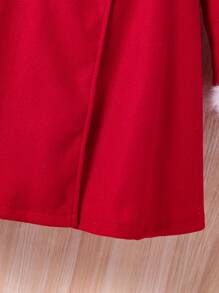 SHEIN Abrigo de niñas preadolescentes de doble botonadura tipo británico, falso y cálido, y elegante para el invierno