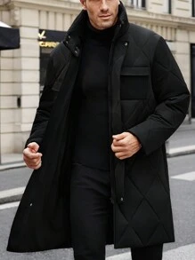 Manfinity Sport Corelite Chaqueta de esquí casual simple de manga larga con cierre frontal de unicolor, estilo de novio, para hombre