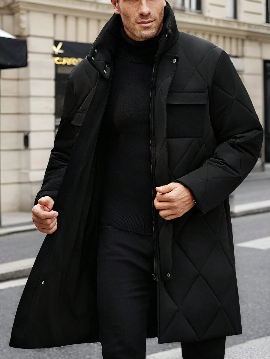 Manfinity Sport Corelite Chaqueta de esquí casual simple de manga larga con cierre frontal de unicolor, estilo de novio, para hombre