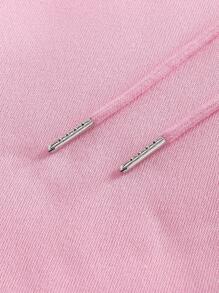 INAWLY 1 chiếc áo nỉ dài tay có mũ trùm đầu in chữ trang trí túi thường ngày cho nữ - Hồng - Xem 4